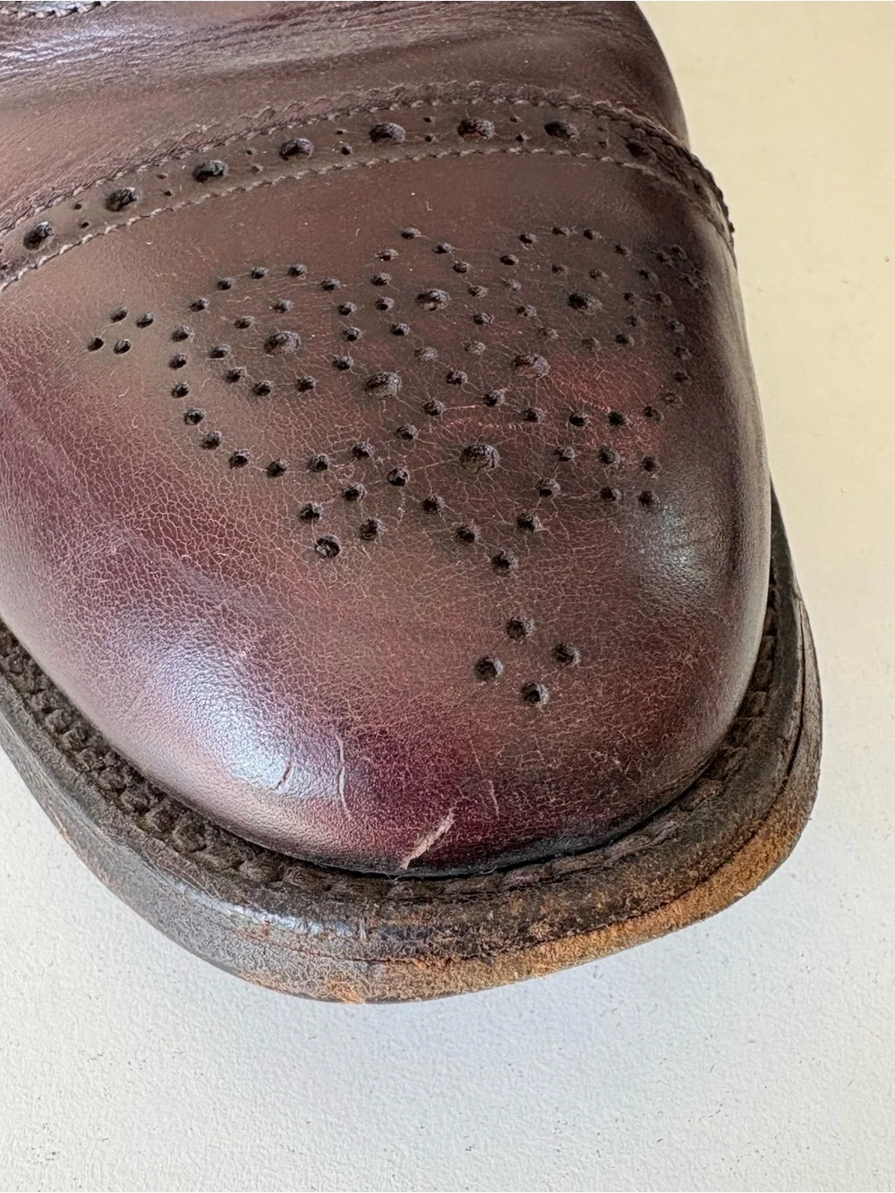 Alden #908 Burgundy Red Leather Oxford Dress Shoes Cap Toe Mens Size 10.5 D USA